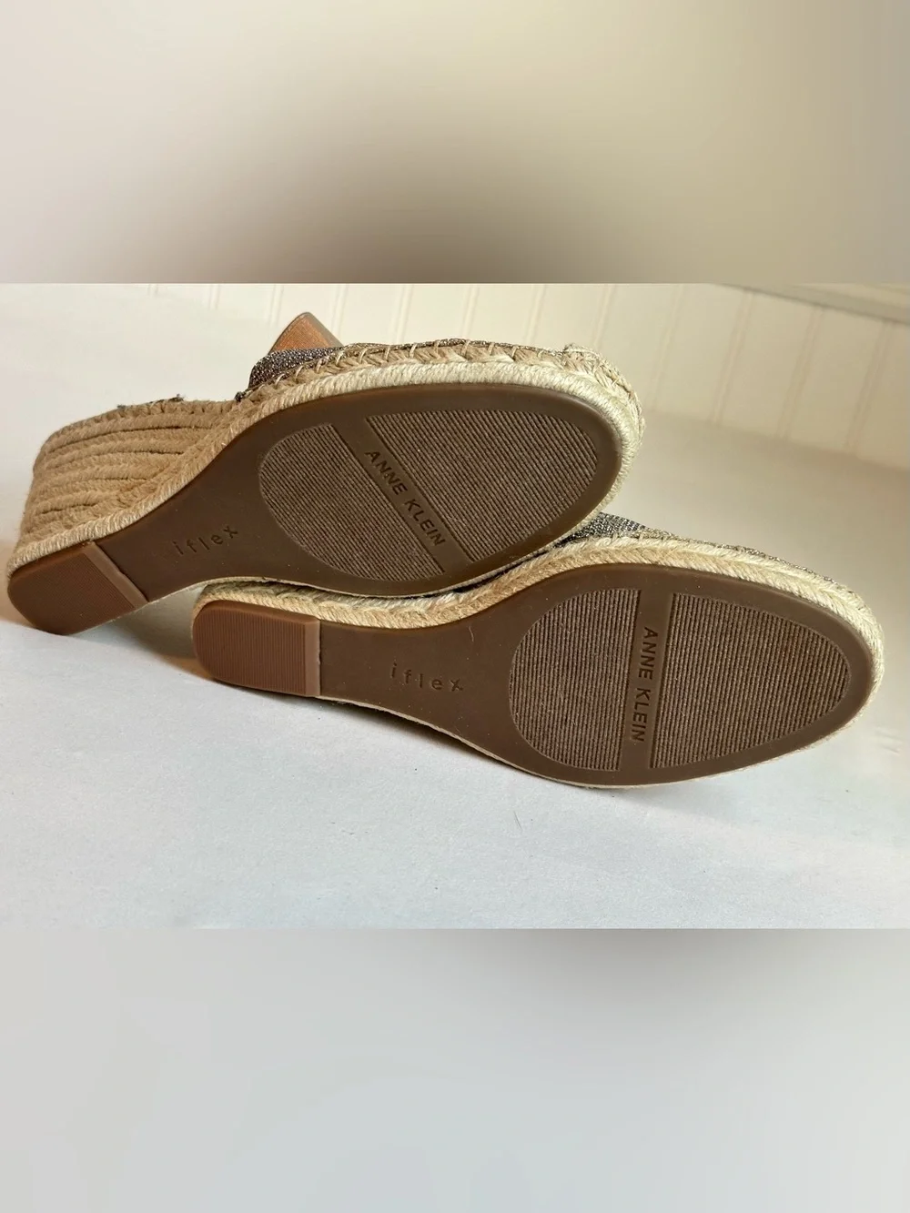 Anne Klein Metallic Multitone Espadrille Slingback Wedges